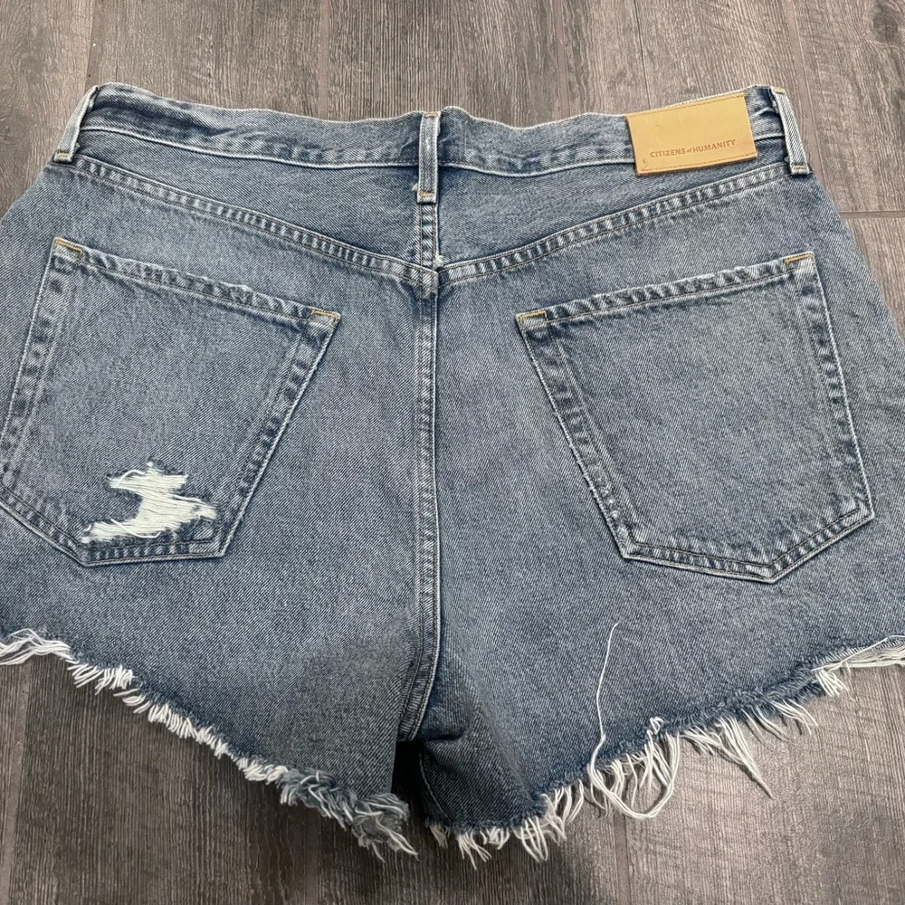 Citizens Of Humanity Womens Blue Franca Pleated‎ Baggy Jean Shorts Size 31